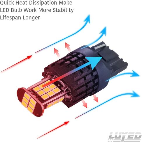 مصابيح LUYED 7440 احتياطية، 2 × 1600 لومن ساطعة للغاية 7440 T20 3020 30-EX شرائح LED لمبات LED تستخدم للأضواء العكسية الاحتياطية، أبيض زينون in Saudi Arabia
