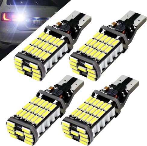 4pcs 9-30v 1000Lumens 921 912 T10 T15 LED Bulbs Super Bright 4014 45SMD Chips Lamps For Reverse Lights,Xenon white. in Kuwait