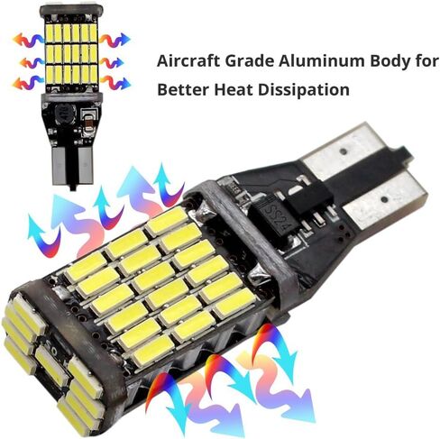 4pcs 9-30v 1000Lumens 921 912 T10 T15 LED Bulbs Super Bright 4014 45SMD Chips Lamps For Reverse Lights,Xenon white. in Kuwait