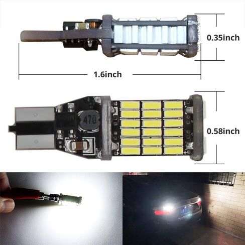 4pcs 9-30v 1000Lumens 921 912 T10 T15 LED Bulbs Super Bright 4014 45SMD Chips Lamps For Reverse Lights,Xenon white. in Kuwait