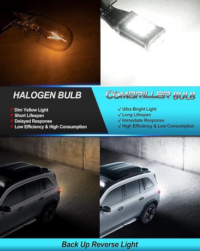 مصابيح LED Combriller 912 921 للنسخ الاحتياطي لمبات الضوء العكسي خالية من الأخطاء T15 906 W16W لمبات إضاءة احتياطية للشاحنة فائقة السطوع 6500K أبيض 2835 21-SMD 921 LED لمبة حزمة من 2 in Kuwait
