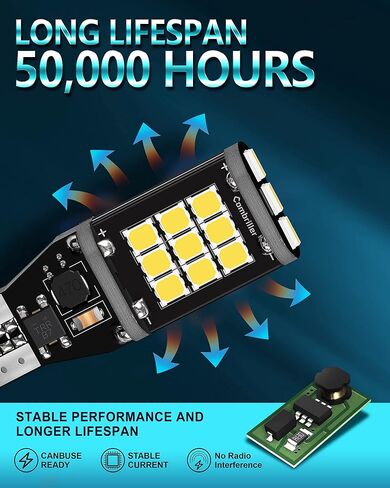 مصابيح LED Combriller 912 921 للنسخ الاحتياطي لمبات الضوء العكسي خالية من الأخطاء T15 906 W16W لمبات إضاءة احتياطية للشاحنة فائقة السطوع 6500K أبيض 2835 21-SMD 921 LED لمبة حزمة من 2 in Kuwait