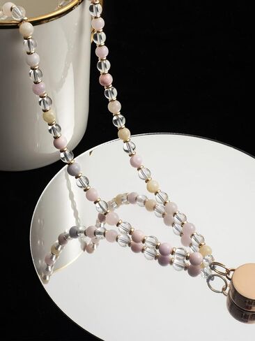 Beaded Lanyards for ID Badges and Keys, Cute Teacher Lanyard Retractable Natural Stone Lanyards for Women in Saudi Arabia
