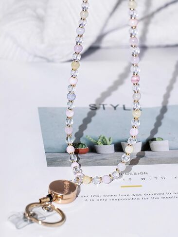 Beaded Lanyards for ID Badges and Keys, Cute Teacher Lanyard Retractable Natural Stone Lanyards for Women in Saudi Arabia