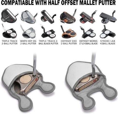 BIG TEETH Small Golf Putter Cover Half Mallet Mini Golf Headcover Club Head Protector Magnetic Closure, Center Shaf & Heel Shafted Putter Headcover for Scotty Cameron Taylormade Odyssey 2 Ball in Saudi Arabia