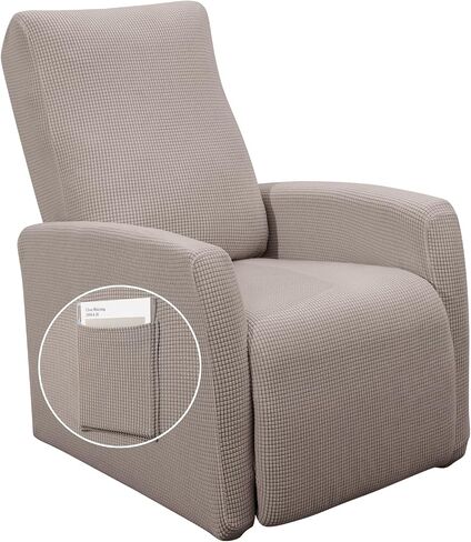 SearchI Recliner Chair Cover Jacquard Chair Covers 4 Piece, Small Recliner Sofa Slipcover for Home Theater Seating with Elastic Bottom, Recliner Protector with Pocket for Recliners,Gray in Saudi Arabia