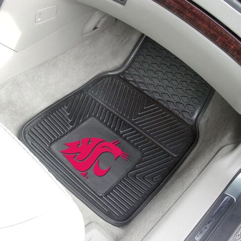 FANMATS 12780 NCAA Washington State Cougars سجادات السيارة للصف الخلفي - مجموعة من قطعتين، 14 بوصة. × 17 بوصة، حماية من جميع الأحوال الجوية، ملاءمة عالمية، تصميم خزان عميق، شعار الفريق المصبوب in Saudi Arabia