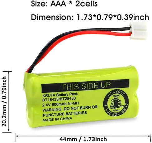 BT18433 BT28433 2.4V 800mAh Ni-MH Cordless Phone Battery Pack Compatible with BT18433/BT28433 CS6219 CS6229 DS6301 DS6151 DS6101 BT184342 BT284342 BT-1011 BT-1018 BT-1022 BT-1031 （4 Pack） in Saudi Arabia