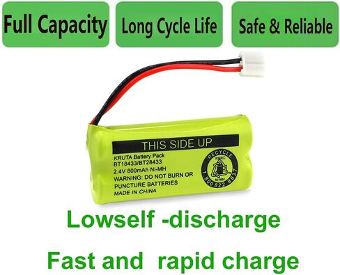 BT18433 BT28433 2.4V 800mAh Ni-MH Cordless Phone Battery Pack Compatible with BT18433/BT28433 CS6219 CS6229 DS6301 DS6151 DS6101 BT184342 BT284342 BT-1011 BT-1018 BT-1022 BT-1031 （4 Pack） in Saudi Arabia