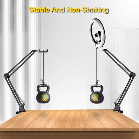 ضوء حلقة سيلفي 10 بوصة مع كاميرا علوية وحامل هاتف، ضوء حلقة سطح المكتب مع جهاز تحكم عن بعد لهاتف iPhone، مناسب لتسجيل الفيديو، اجتماعات التكبير، البث المباشر، TikTok، YouTube in Kuwait