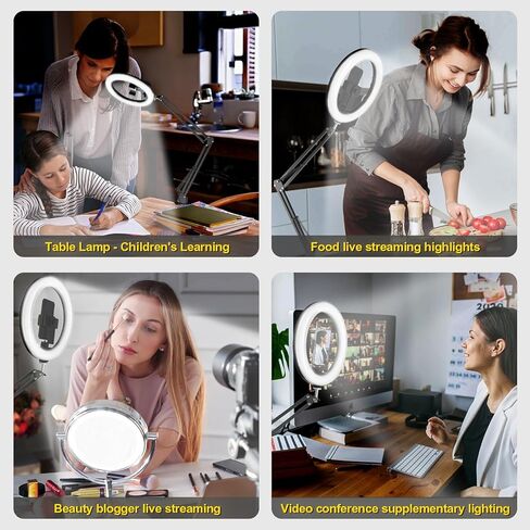 ضوء حلقة سيلفي 10 بوصة مع كاميرا علوية وحامل هاتف، ضوء حلقة سطح المكتب مع جهاز تحكم عن بعد لهاتف iPhone، مناسب لتسجيل الفيديو، اجتماعات التكبير، البث المباشر، TikTok، YouTube in Kuwait