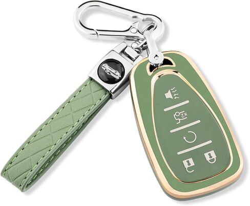 لغطاء مفتاح Chevy Key Fob مع سلسلة مفاتيح، حافظة مفاتيح ناعمة من مادة TPU حماية كاملة لسيارة شيفروليه 2016-2021 Chevy Equinox Malibu Camaro Cruze Blazer Traverse Trax 5 حامل أزرار (أرجواني) in Saudi Arabia
