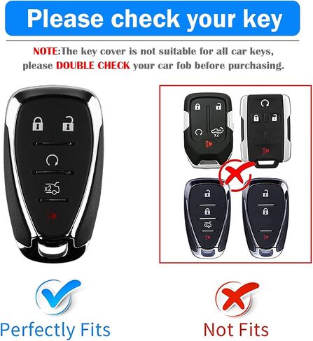 لغطاء مفتاح Chevy Key Fob مع سلسلة مفاتيح، حافظة مفاتيح ناعمة من مادة TPU حماية كاملة لسيارة شيفروليه 2016-2021 Chevy Equinox Malibu Camaro Cruze Blazer Traverse Trax 5 حامل أزرار (أرجواني) in Saudi Arabia