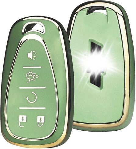 لغطاء مفتاح Chevy Key Fob مع سلسلة مفاتيح، حافظة مفاتيح ناعمة من مادة TPU حماية كاملة لسيارة شيفروليه 2016-2021 Chevy Equinox Malibu Camaro Cruze Blazer Traverse Trax 5 حامل أزرار (أرجواني) in Saudi Arabia