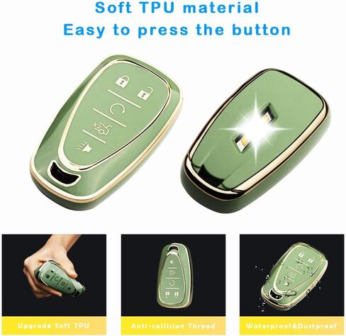 لغطاء مفتاح Chevy Key Fob مع سلسلة مفاتيح، حافظة مفاتيح ناعمة من مادة TPU حماية كاملة لسيارة شيفروليه 2016-2021 Chevy Equinox Malibu Camaro Cruze Blazer Traverse Trax 5 حامل أزرار (أرجواني) in Saudi Arabia