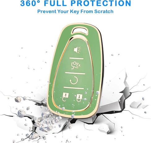 لغطاء مفتاح Chevy Key Fob مع سلسلة مفاتيح، حافظة مفاتيح ناعمة من مادة TPU حماية كاملة لسيارة شيفروليه 2016-2021 Chevy Equinox Malibu Camaro Cruze Blazer Traverse Trax 5 حامل أزرار (أرجواني) in Saudi Arabia