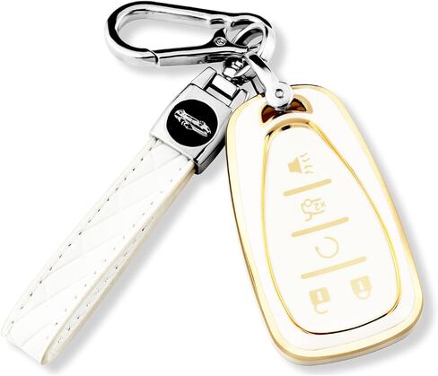 لغطاء مفتاح Chevy Key Fob مع سلسلة مفاتيح، حافظة مفاتيح ناعمة من مادة TPU حماية كاملة لسيارة شيفروليه 2016-2021 Chevy Equinox Malibu Camaro Cruze Blazer Traverse Trax 5 حامل أزرار (أرجواني) in Saudi Arabia