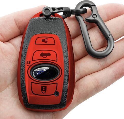 حافظة غطاء مفتاح Subaru Key fob مع سلسلة مفاتيح، حافظة مفاتيح/جلد ناعم من مادة TPU، 4 أزرار تناسب BRZ Legacy Outback Ascent Crosstrek Forester WRX ملحقات السيارة بمفتاح التحكم عن بعد (أحمر) in Saudi Arabia