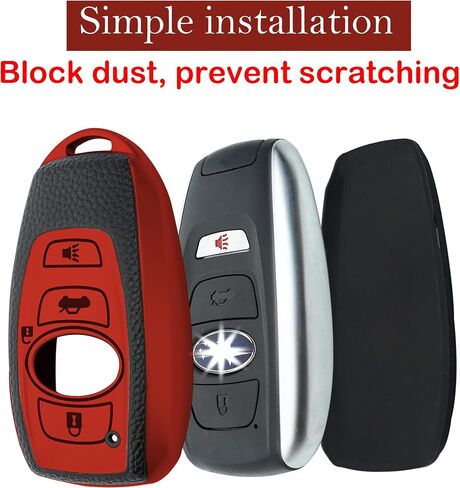 حافظة غطاء مفتاح Subaru Key fob مع سلسلة مفاتيح، حافظة مفاتيح/جلد ناعم من مادة TPU، 4 أزرار تناسب BRZ Legacy Outback Ascent Crosstrek Forester WRX ملحقات السيارة بمفتاح التحكم عن بعد (أحمر) in Saudi Arabia