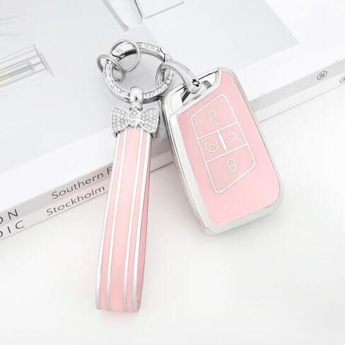 PIFOOG Key Fob Cover for Nissan 5 Button Pink Car Keys Shell Case Bling Keychain Protector Accessories for Altima Sentra Rogue Pathfinder Murano Armada Maxima Versa Soft TPU Girly Women in Kuwait