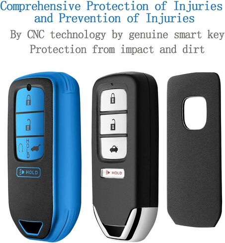 Sindeda لغطاء Honda Key fob مع سلسلة مفاتيح جلدية، حماية كاملة من مادة TPU الناعمة، حافظة مفاتيح متوافقة مع Honda Accord Civic CRV Pilot Odyssey Passport Smart Remote Key، Key Fob Shell أحمر in Kuwait