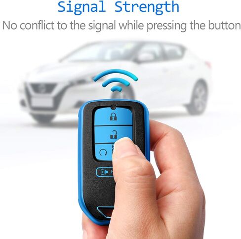 Sindeda لغطاء Honda Key fob مع سلسلة مفاتيح جلدية، حماية كاملة من مادة TPU الناعمة، حافظة مفاتيح متوافقة مع Honda Accord Civic CRV Pilot Odyssey Passport Smart Remote Key، Key Fob Shell أحمر in Kuwait