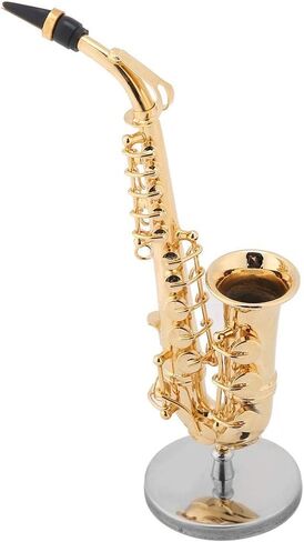 Miniature Alto Saxophone, Mini Saxophone Instrument Model with Gift Box for Home Desk Shelf Music Room Decor Gift Idea in Kuwait