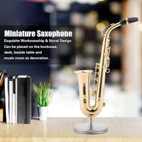 Miniature Alto Saxophone, Mini Saxophone Instrument Model with Gift Box for Home Desk Shelf Music Room Decor Gift Idea in Kuwait
