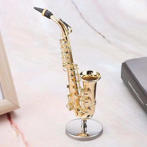 Miniature Alto Saxophone, Mini Saxophone Instrument Model with Gift Box for Home Desk Shelf Music Room Decor Gift Idea in Kuwait