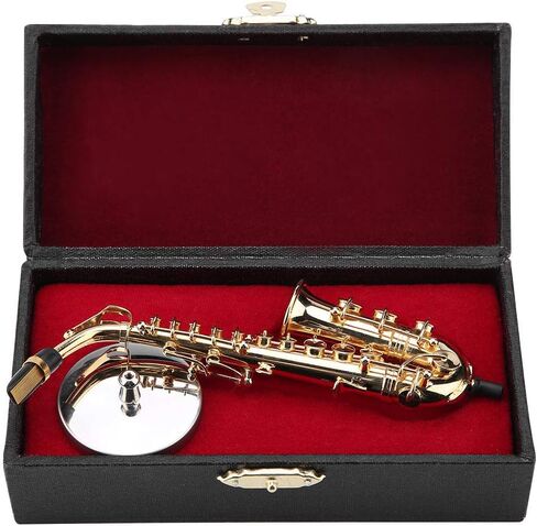 Miniature Alto Saxophone, Mini Saxophone Instrument Model with Gift Box for Home Desk Shelf Music Room Decor Gift Idea in Kuwait