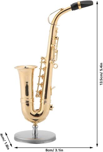 Miniature Alto Saxophone, Mini Saxophone Instrument Model with Gift Box for Home Desk Shelf Music Room Decor Gift Idea in Kuwait