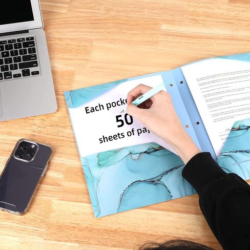 مجلدات بلاستيكية بجيوب، 4 قطع، ألوان رخامية، مجلدات بلاستيكية شديدة التحمل بجيبين، تناسب مجلدات ذات 3 حلقات (4) in Saudi Arabia