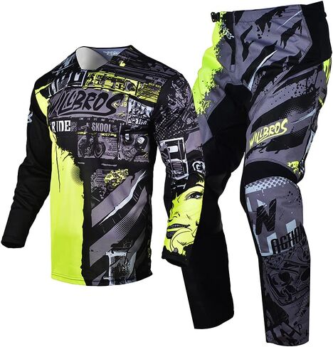 موتوكروس جيرسي بانت كومبو رجالي MX Gear Set ركوب الخيل أسود أزرق الترابية دراجة الطرق الوعرة سباق الكبار in Kuwait