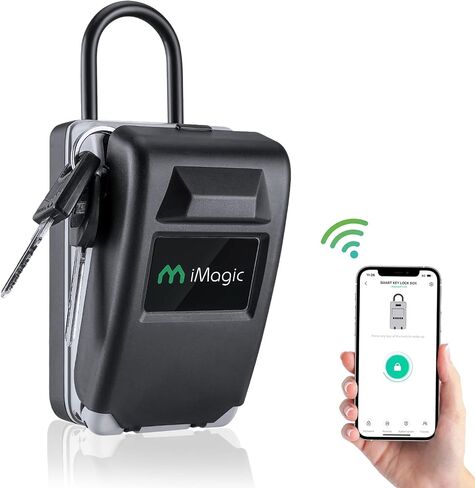 Bluetooth Key Lock Box Wall Mounted, Safe Key Holder with Combination Lock for Outside, Portable Smart Security Door Lockbox for House Key Storage in Saudi Arabia