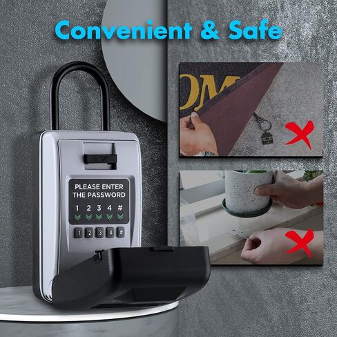 Bluetooth Key Lock Box Wall Mounted, Safe Key Holder with Combination Lock for Outside, Portable Smart Security Door Lockbox for House Key Storage in Saudi Arabia