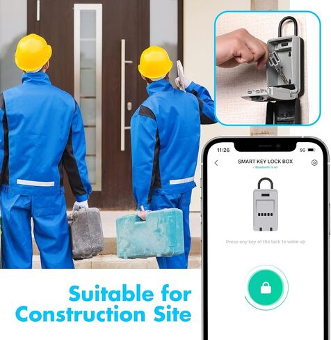 Bluetooth Key Lock Box Wall Mounted, Safe Key Holder with Combination Lock for Outside, Portable Smart Security Door Lockbox for House Key Storage in Saudi Arabia
