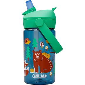 CamelBak Thrive Flip Straw Kids 14oz Water Bottle with Tritan Renew – Easy Carry - Straw Top, Friendly Forest