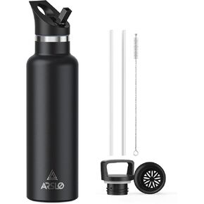 Stainless Steel Double Wall Water Bottles 25 Ounce, Vacuum Insulated Bottle With Straw Lid, Insulated Water Bottle Keeps Water Cold for 24 Hours, Hot for 12 Hours, Hiking, Sports