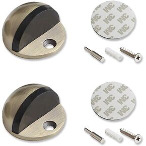 2 Pack Door Stopper Stainless Steel Door Stop, Can be drilled or drill-free 3M Adhesive, Door Holder Doorstop for Hotel Home Restaurant, in Floor Mount Half Dome Door Stopper Set (Red Bronze)