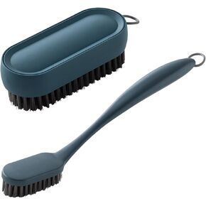 Laundry Scrub Brush Cleaning Brush 2 Pack Soft Bristle Brush Clothes Underwear Scrubbing Brush Long Handle Household Cleaning Brushes for Bathtubs Countertops (Blue)