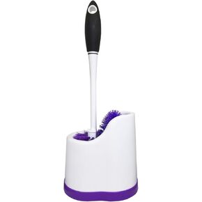 Toilet Brush and Holder, Toilet Bowl Cleaning System with Scrubbing Wand, Under Rim Lip Brush and Storage Caddy for Bathroom