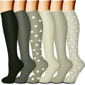 CHARMKING 6 Pairs-Compression Socks for Women & Men Circulation Best Support for Nurses, Running, Athletic,Flight Travel (Multi 35,L/XL)