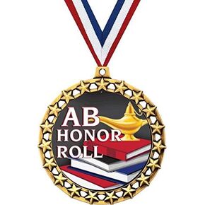 AB Honor Roll Medal, 2 1/2" Galaxy Star Honor Roll Medals, Great AB Honor Roll Awards Prime