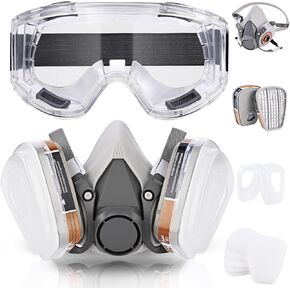 Full Face Respirator Mask, Reusable Full-Face Mask Respirator with Filter, Full Face Cover Gas Mask with Filters for Paint, Against Dust, Spray, Construction Work, Welding, Sanding