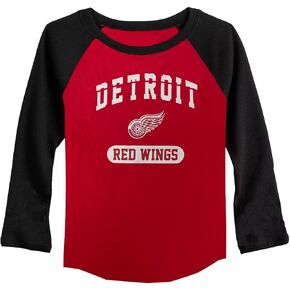 Outerstuff Detroit Red Wings Juniors Girls 4-16 Waffle Raglan Long Sleeve T-Shirt