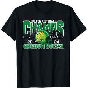 Oregon Ducks Big Ten Champs 2024 Football Helmet Black T-Shirt