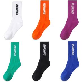 6 Pairs Compression Athletic Cotton Crew Socks Non Slip Design Running Cycling Multi Sports Socks for Men