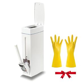 RV Bathroom Trash Can Slim with Toilet Brush, 2L Ultra Slim Bathroom Trash Can and Brush Toilet Set, RV Garbage Can with Toilet Brush, Camper RV Trash Can Inside, Wastebasket Trash Bin for Small Space