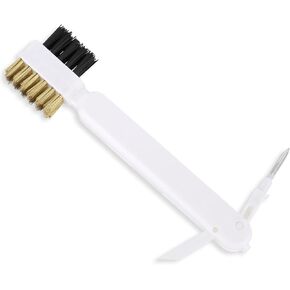 Kitchen Cleaning Scrub Brush Deep Gas Stove Brass Wire Brushes with Stiff Bristle & Cooktop Scraper Scrubber Brush for Range Hood Grease Grime Rust Cleaner Brush Hard Bristle Crevice Brush for Pot Pan
