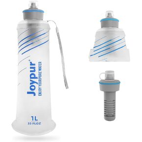 Collapsible Water Bottle with Filter - 1L Squeeze Water Filtered Bottle Camping Survival Hiking Backpacking, Portable Water Filter with NSF/FDA Certification, White
